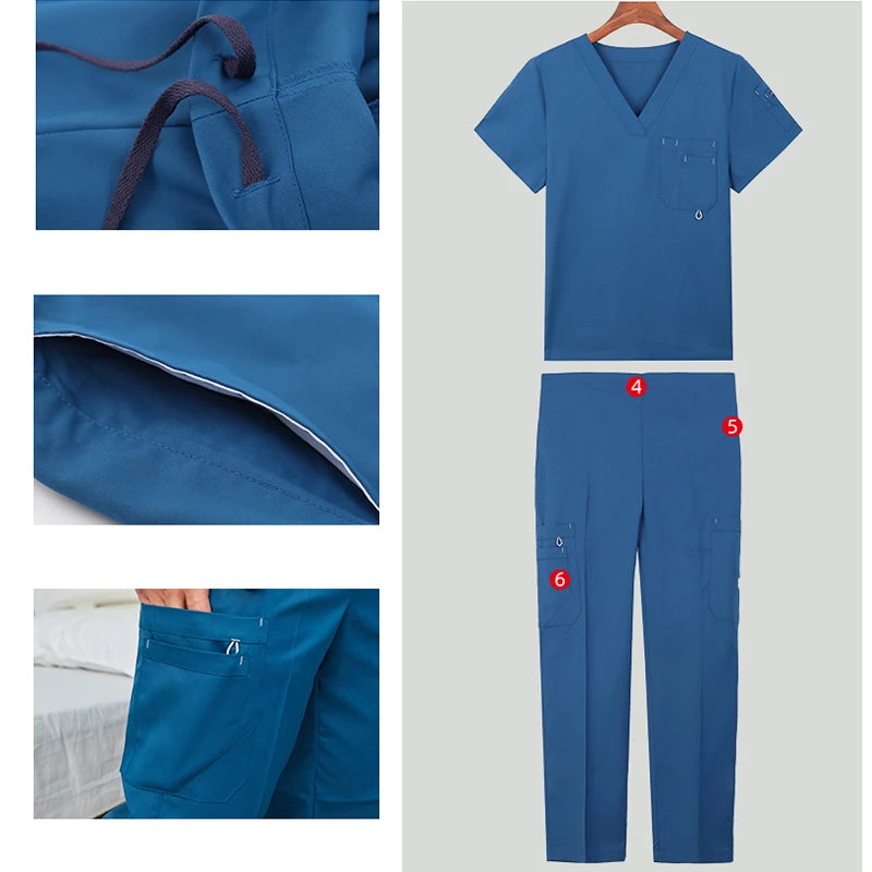 Scrub Uniform Nurse Workwear Scrubs Set Top Pant Nursing Uniforms