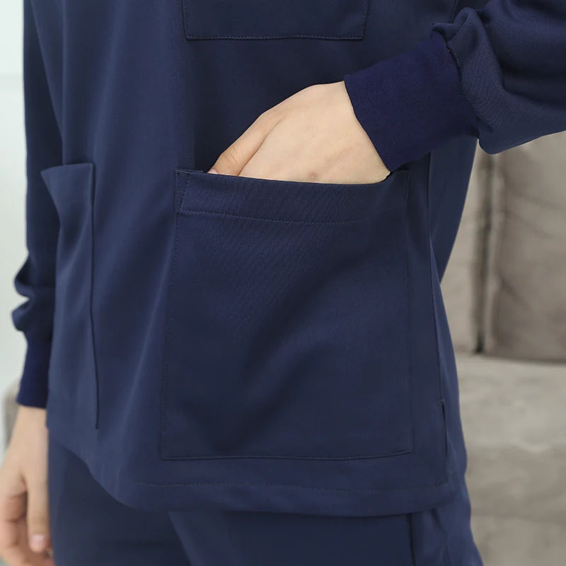 Women Men Silky Scrub Uniform Nursing Workwear Solid Color Scrubs