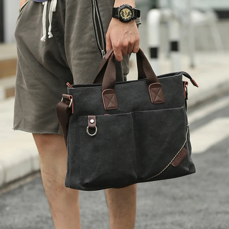 MOYYI Canvas Messenger Medical Bags for Men Shoulder Bag Laptop Briefcase Bags