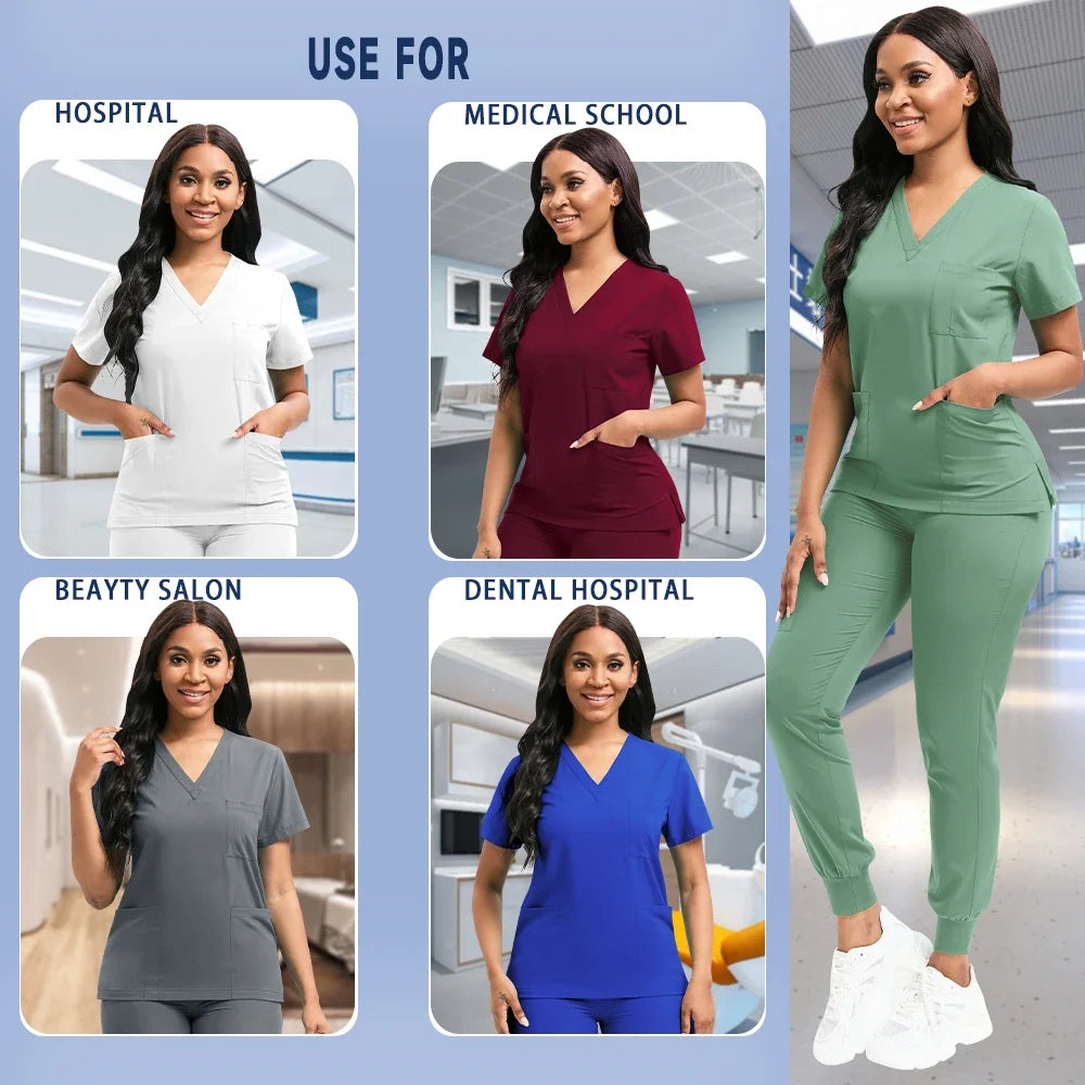 Nurse Scrubs Set Hospital Medical Surgical Uniforms Multicolor Women Wear